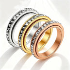 Stainless Steel CZ Gemstone Anxiety Spinner Ring