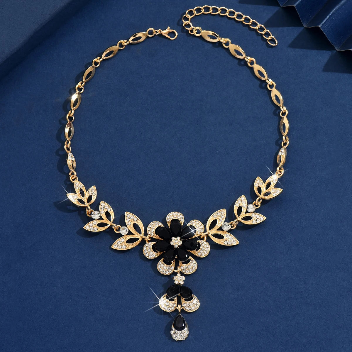 Vintage Floral Cubic Zirconia Statement Necklace