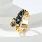 Vintage Royal Blue Statement Ring in Gold Tone