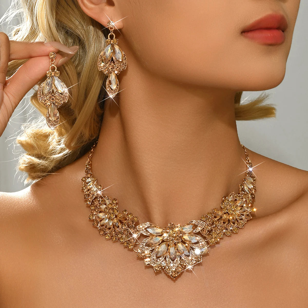 Premium Geometric Statement Necklace & Earrings Set