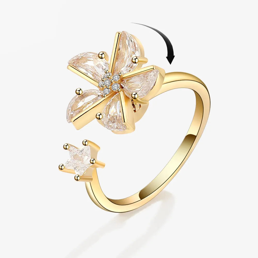 Adjustable Crystal Fidget Spinner Anxiety Ring
