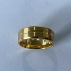 Men's 8mm Black Grooved Stainless Steel Wedding Band Ring