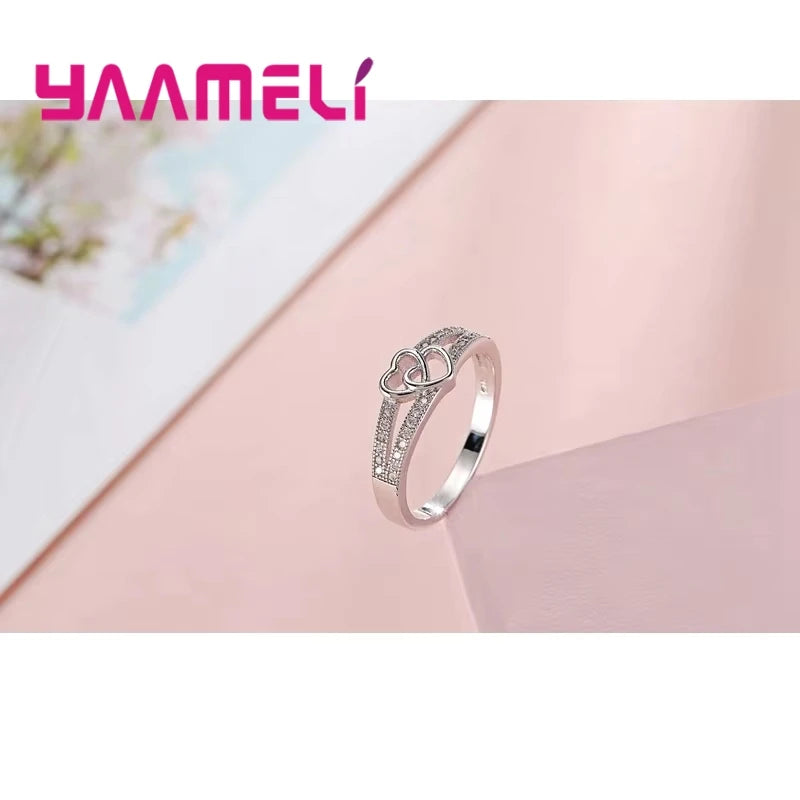 Vintage 925 Sterling Silver Cubic Zirconia Heart Ring