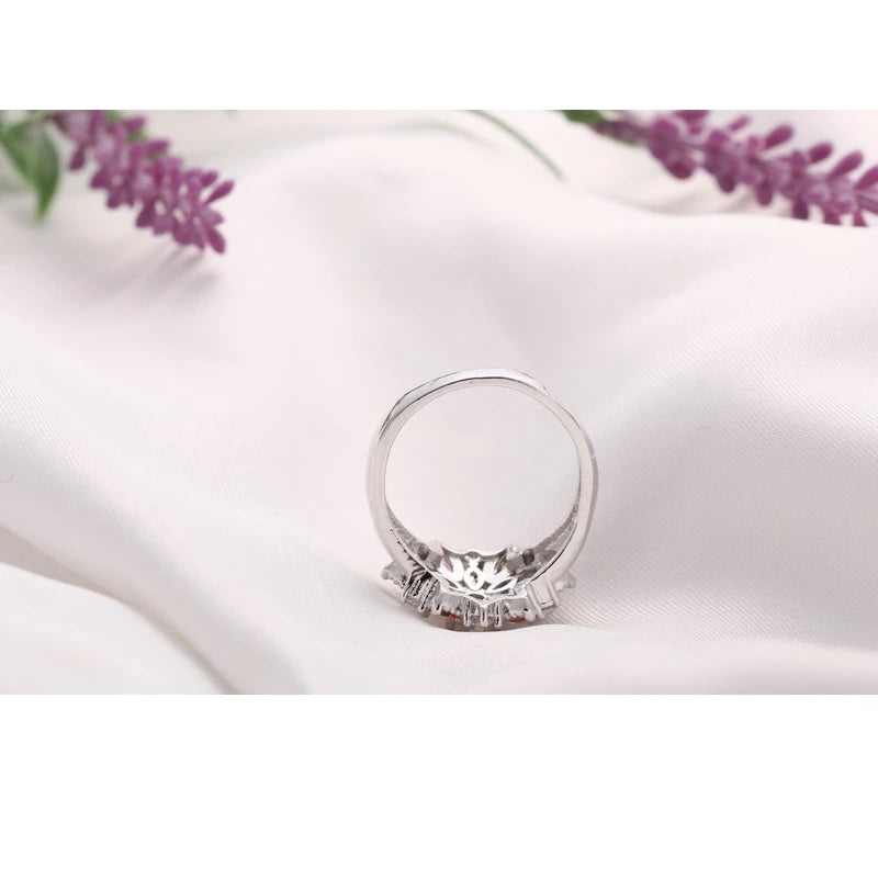 925 Sterling Silver Colorful Cubic Zirconia Flower Ring