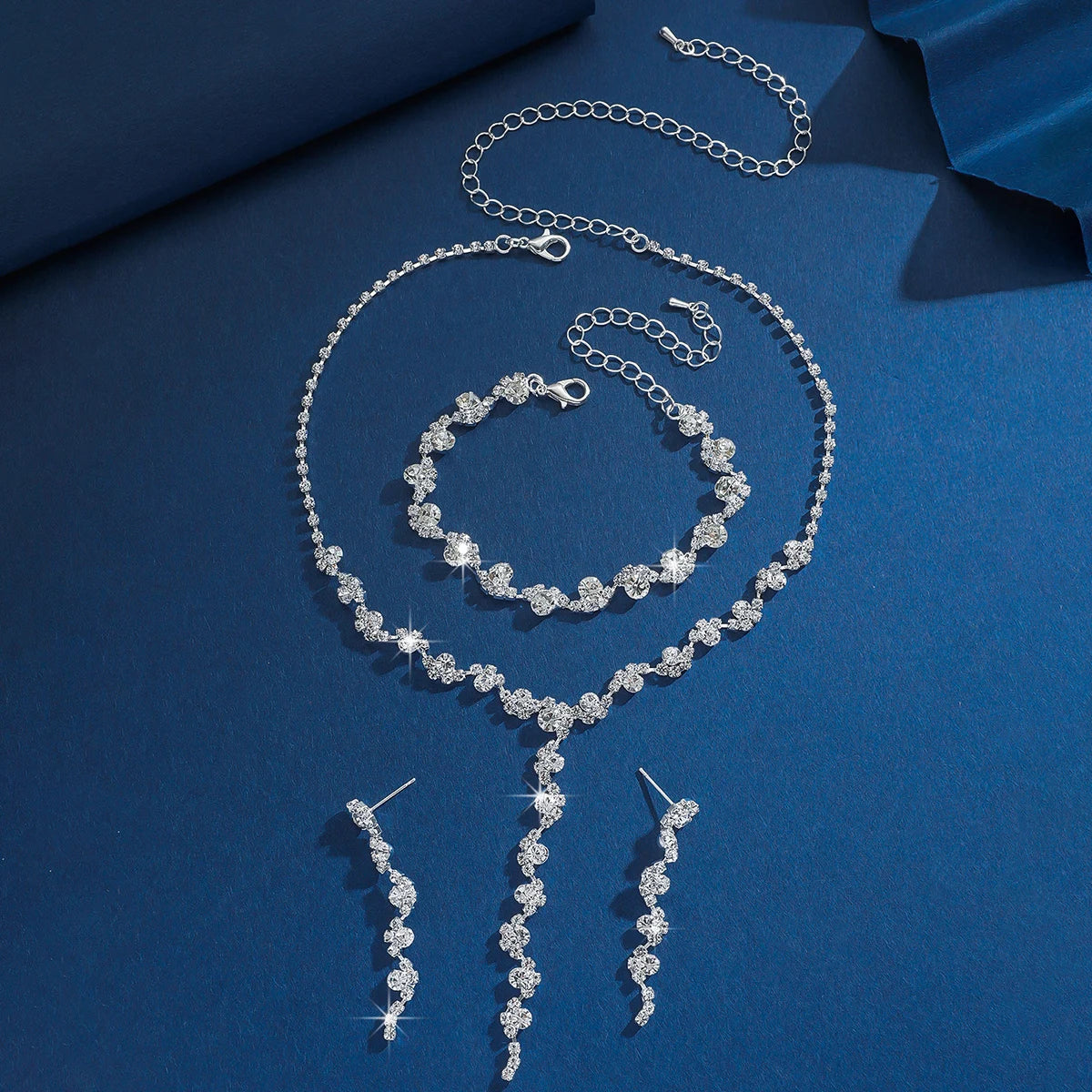 Elegant 4-Piece Geometric Floral Bridal Jewelry Set