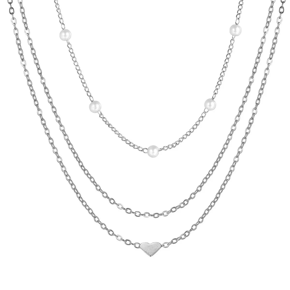 Layered Gold-Tone Pearl & Heart Pendant Necklace