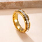 Stainless Steel CZ Gemstone Anxiety Spinner Ring
