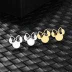 Stainless Steel Cute Bow Mouse Stud Earrings