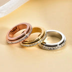 Stainless Steel CZ Gemstone Anxiety Spinner Ring