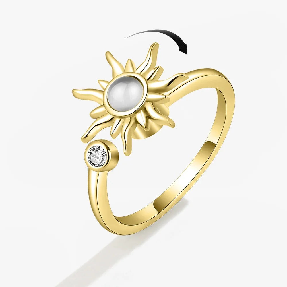 Adjustable Crystal Fidget Spinner Anxiety Ring