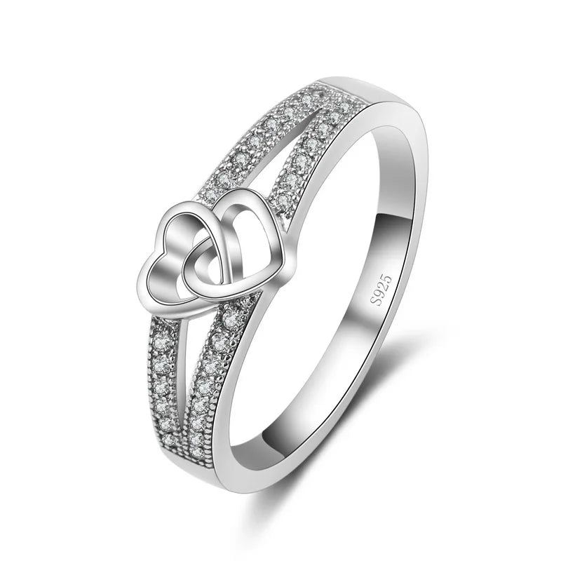 Vintage 925 Sterling Silver Cubic Zirconia Heart Ring