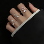 Sparkling Zircon Initial Ring | Adjustable Letter Ring