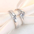 2PCS Matching 925 Sterling Silver Zircon Couple Rings
