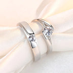 2PCS Matching 925 Sterling Silver Zircon Couple Rings