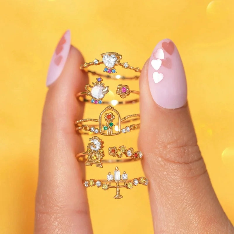 Gold Plated CZ Whimsical Adjustable Statement Ring