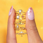 Gold Plated CZ Whimsical Adjustable Statement Ring