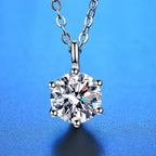 Classic 2ct Moissanite Silver Pendant Necklace