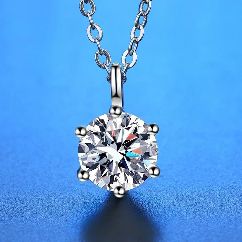 Classic 2ct Moissanite Silver Pendant Necklace