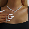 Silver Rhinestone Tassel Bridal Jewelry Set