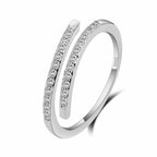 Adjustable 925 Sterling Silver Plated Zirconia Thin Ring