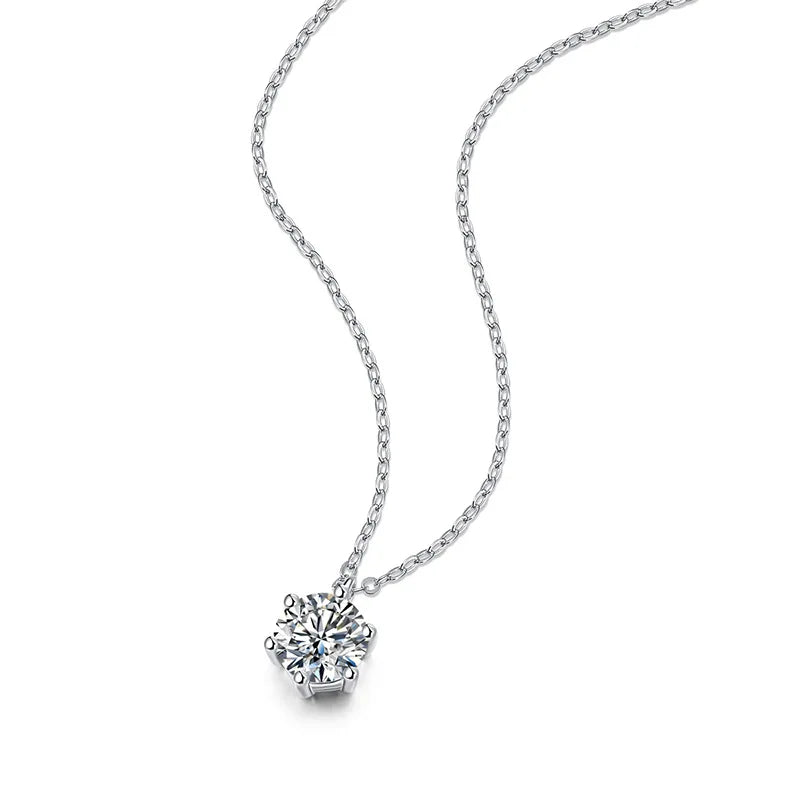 Classic 2ct Moissanite Silver Pendant Necklace