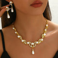 Elegant Vintage Pearl Necklace & Earrings Jewelry Set