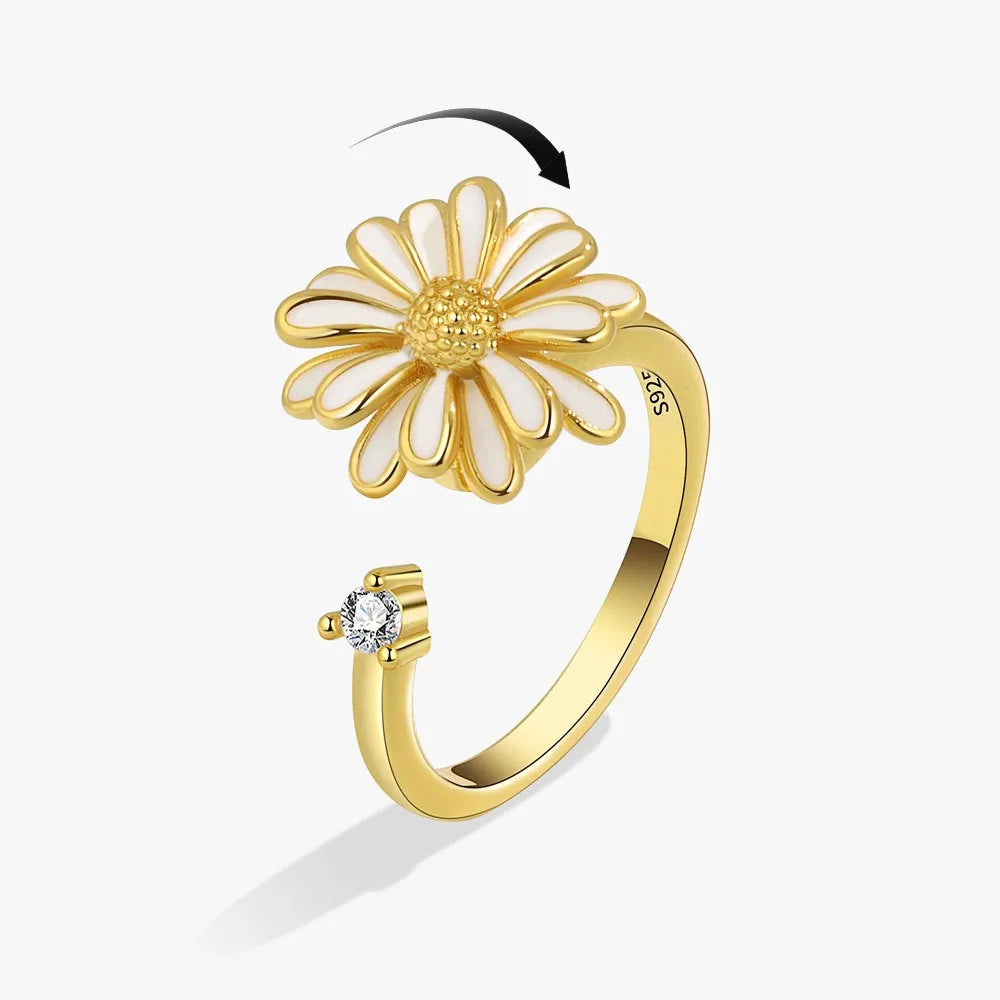 Adjustable Crystal Fidget Spinner Anxiety Ring
