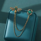 Vintage Luxury Bee Crystal Tassel Brooch Pin