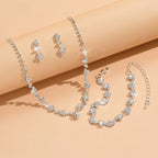 Elegant 4-Piece Floral Necklace, Bracelet & Earrings Set
