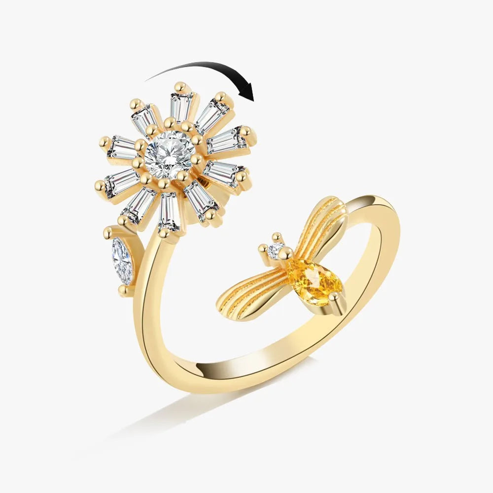 Adjustable Crystal Fidget Spinner Anxiety Ring