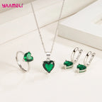 3-Piece Sterling Silver Heart Cubic Zirconia Jewelry Set
