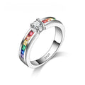 925 Sterling Silver Rainbow Cubic Zirconia Ring