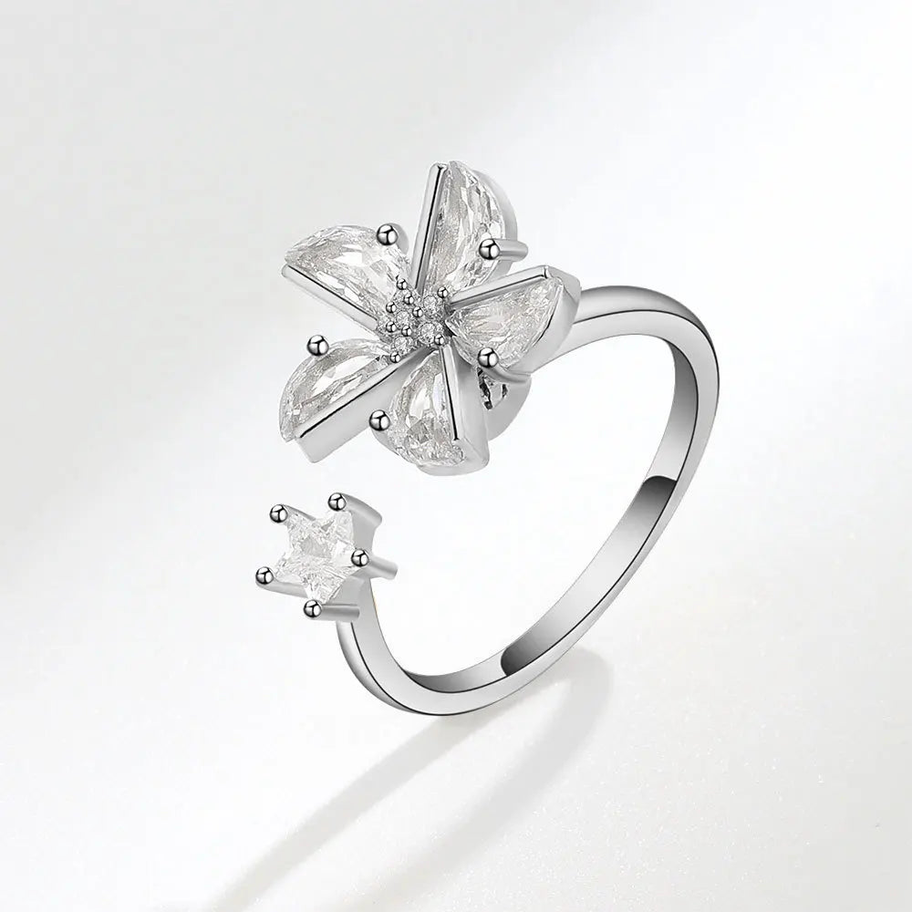Adjustable Crystal Fidget Spinner Anxiety Ring