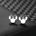 Stainless Steel Cute Bow Mouse Stud Earrings