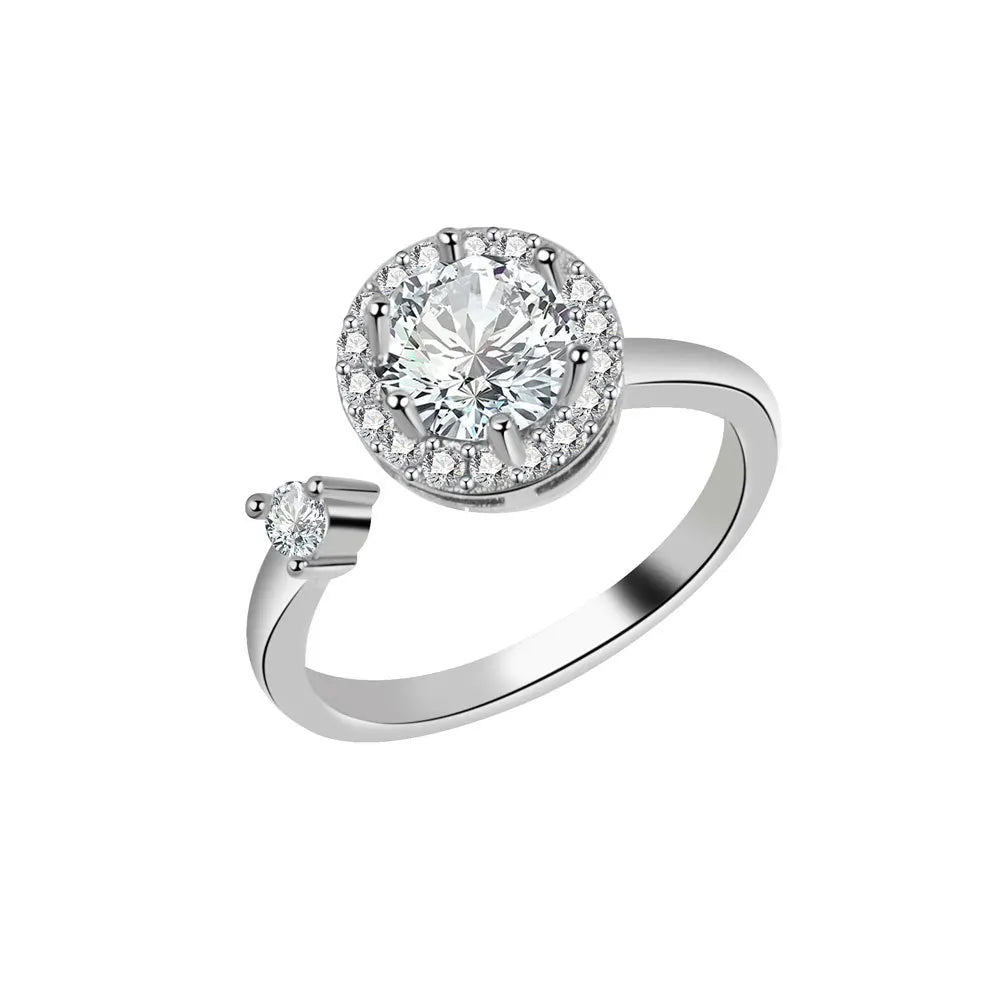 Adjustable Crystal Fidget Spinner Anxiety Ring