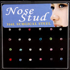 24-Piece Surgical Steel Crystal Nose Studs Set