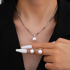 Elegant Pearl Pendant Necklace & Earring Jewelry Set