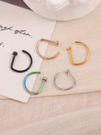 Faux D-Shape Nose Ring Hoop | 316L Stainless Steel Fake Piercing