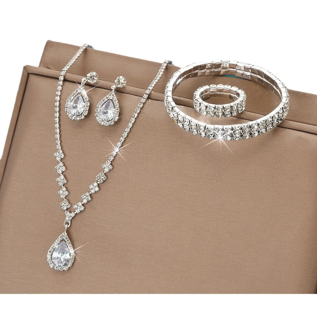 Elegant 5-Piece Teardrop Bridal Jewelry Set