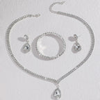 Elegant 4-Piece Teardrop Claw Chain Wedding Jewelry Set