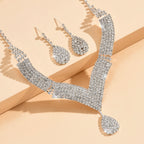 Elegant 3-Piece Rhinestone Teardrop Bridal Jewelry Set