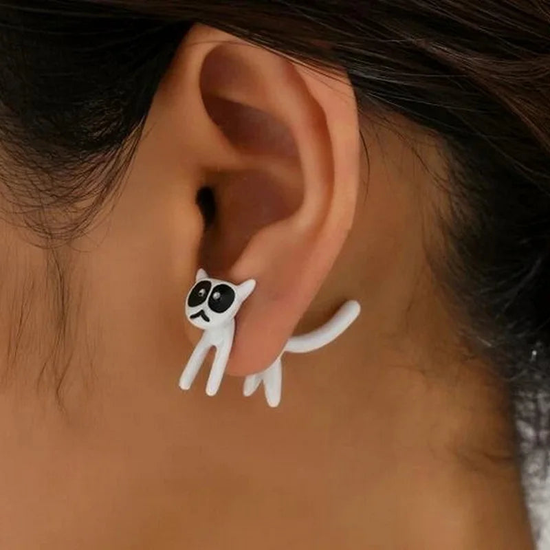 Cute Black Cat Stud Earrings for Women