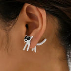 Cute Black Cat Stud Earrings for Women