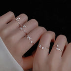 Sparkling Zircon Initial Ring | Adjustable Letter Ring