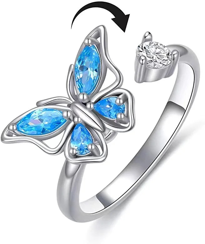 Adjustable Crystal Fidget Spinner Anxiety Ring