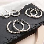 Sparkling Gold Rhinestone Hoop Earrings Set (3 Pairs)