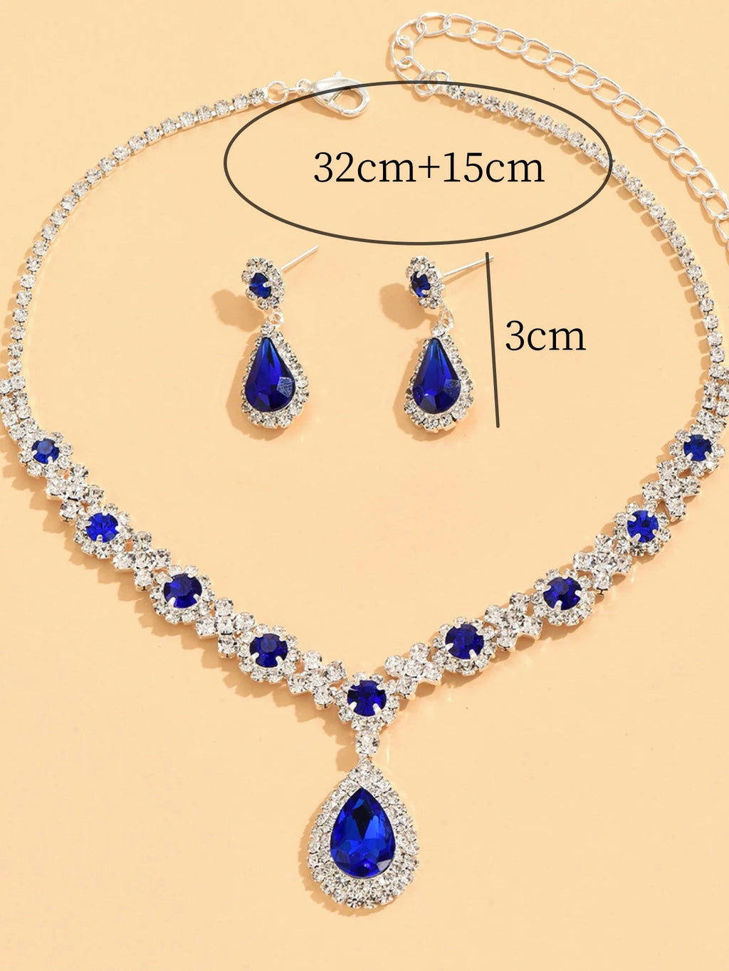 Elegant Crystal Teardrop Necklace & Earrings Bridal Set
