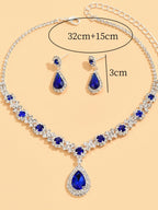 Elegant Crystal Teardrop Necklace & Earrings Bridal Set