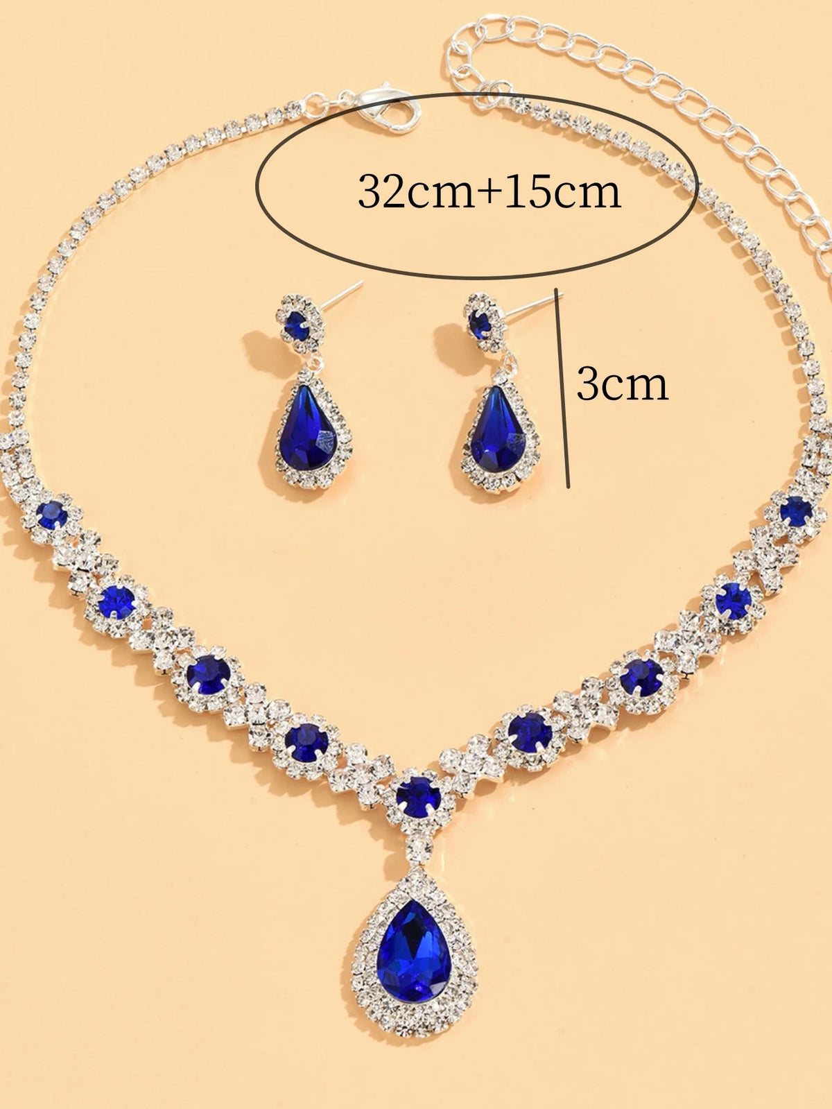 Elegant Crystal Teardrop Necklace & Earrings Bridal Set