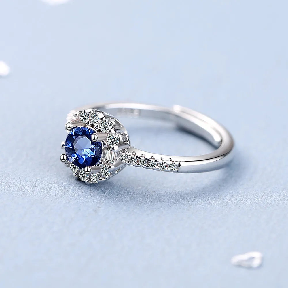 Elegant 925 Sterling Silver Zircon Engagement Ring